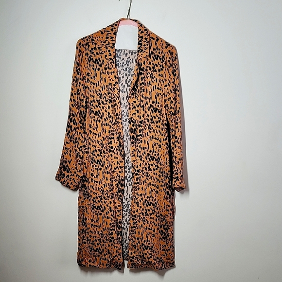 Philosophy Leopard Print Women's Midi Cardigan Kimono Medium Pockets - Picture 1 of 10